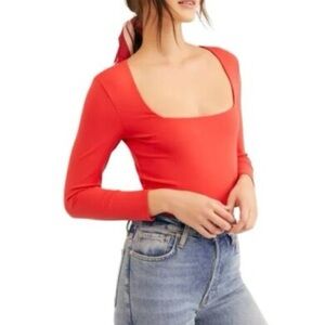 Festive Free People Flame Scarlet Bodysuit